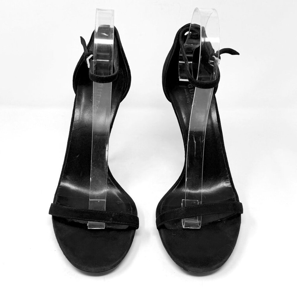 Gucci Black‎ Suede Bamboo Heel Sandals Ankle Strap Heels 39 - Picture 2 of 9